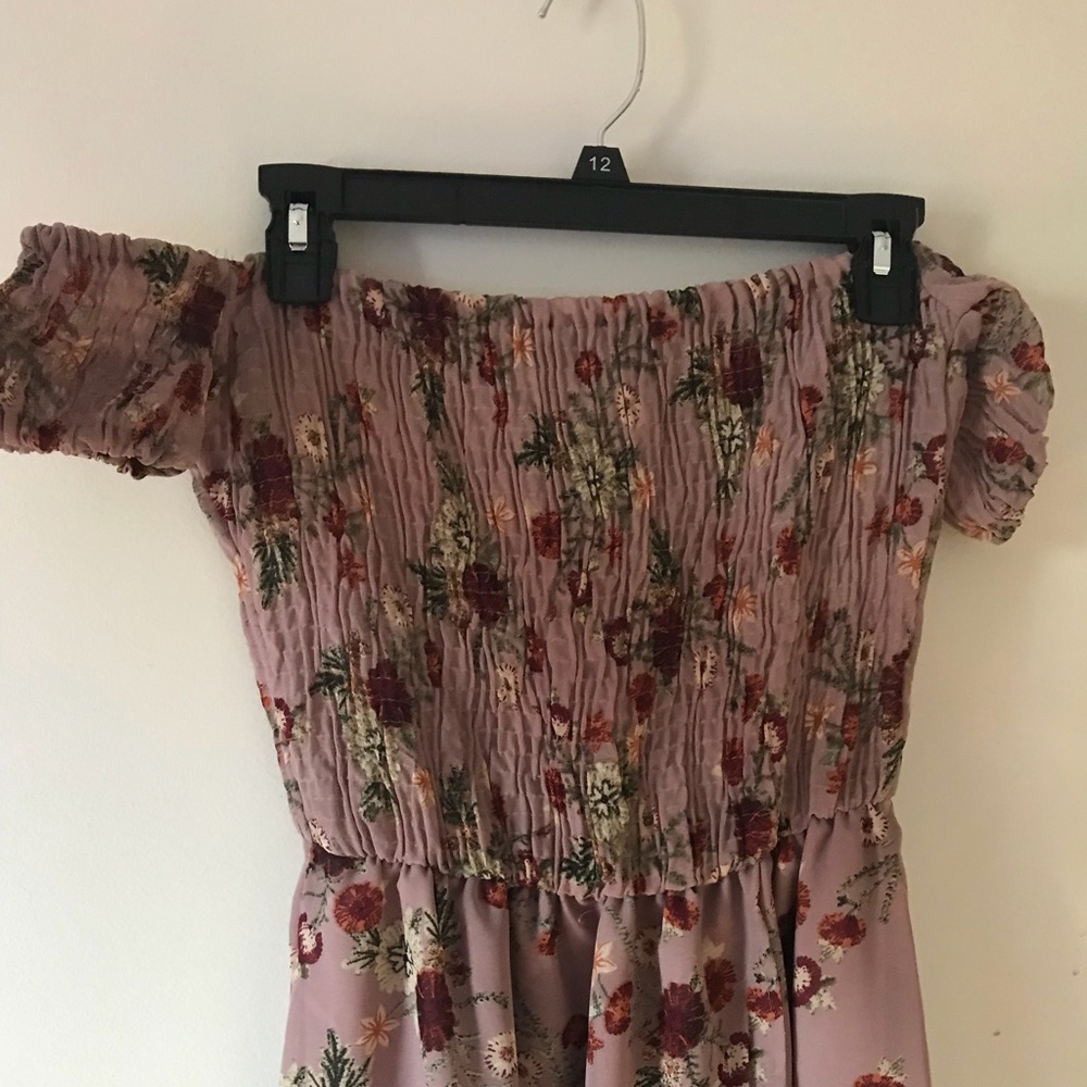 floral off the shoulder high low dress